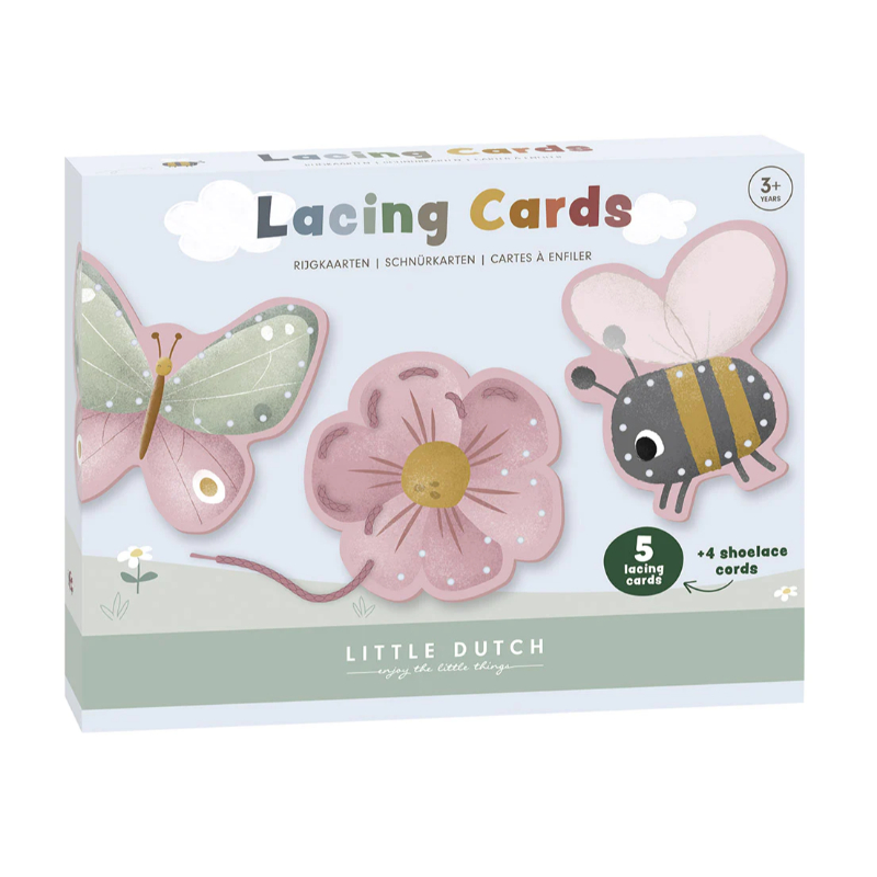 Παιχνίδι σετ 5 χαρτονένιες κάρτες με κορδόνι Flowers & Butterflies