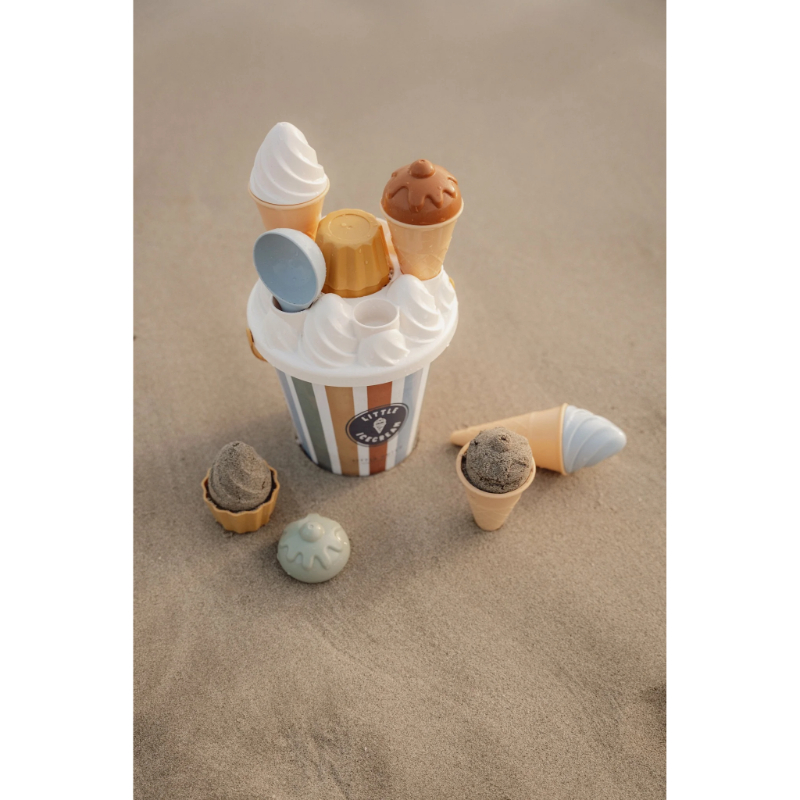 LITTLE DUTCH Σετ κουβαδάκια παραλίας Ice Cream - μπλε
